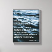 青い白の黒の幸せな感謝祭PSALMS 100 キャンバスプリント (正面)