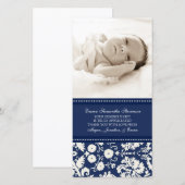 青い白はベビーシャワーの写真カード感謝していしています サンキューカード (正面/裏面)