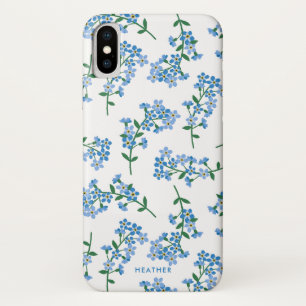 青い白は私を花パターン忘れます iPhone X ケース