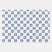 青い白をコーディネートする3 pcバレーボールパターン ラッピングペーパーシート (正面3)