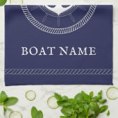 青い白カスタムいいかりのキッチンタオル キッチンタオル (折り畳み)