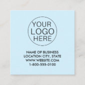 青い白カスタム色のロゴとQRコード スクエア名刺 (正面)