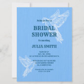 青い白シンプルいエレガント鳥 |ブライダルシャワー 招待状 (正面)