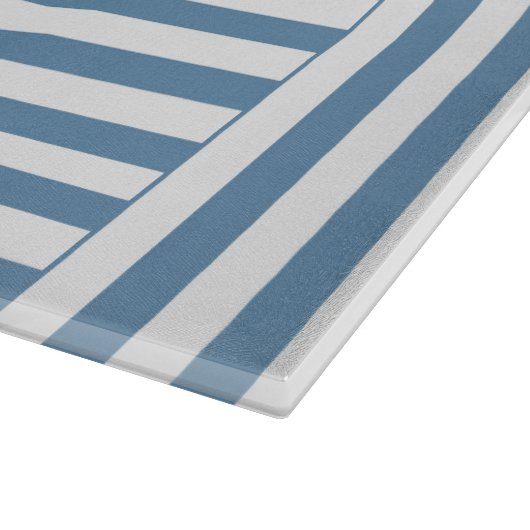 青い白ストライプ模様 カッティングボード (角)