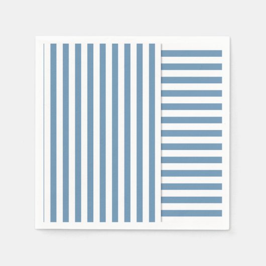 青い白ストライプ模様 スタンダードカクテルナプキン (正面)