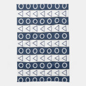 青い白ストライプ色のモダン幾何学的パターン キッチンタオル (縦)