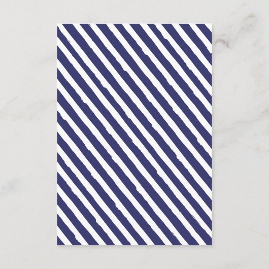 青い白ストライプ色結婚詳細 エンクロージャーカード (裏面)