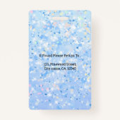 青い白スパークルスタッフ従業員の写真IDバッジ バッジ (裏面)