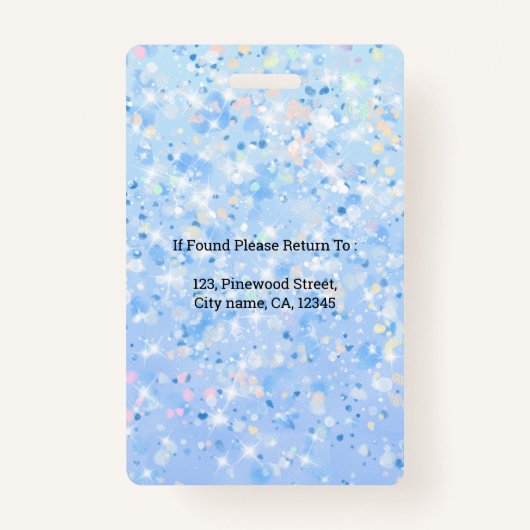 青い白スパークルスタッフ従業員の写真IDバッジ バッジ (裏面)