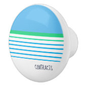 青い白ティール（緑がかった色）の緑のストライプカスタムのモダン沿岸 セラミックノブ (右)