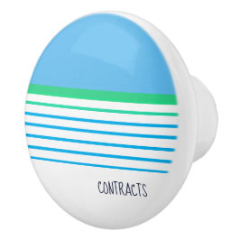 青い白ティール（緑がかった色）の緑のストライプカスタムのモダン沿岸 セラミックノブ