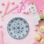 青い白フェイク磁器のフローラ磁器の流れ ペーパープレート (パーティー)