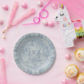 青い白フェイク磁器の青柳流 ペーパープレート (パーティー)