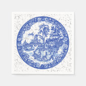 青い白ヤナギお洒落ラビットクラックルルック スタンダードカクテルナプキン (正面)