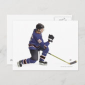 青い白人の白人の男性ホッケー選手 ポストカード (正面/裏面)