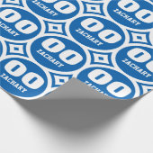 青い白年の誕生日の名前をカスタムするA8G ラッピングペーパー (角)