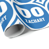 青い白年の誕生日の名前をカスタムするA8G ラッピングペーパー (ロールコーナー)