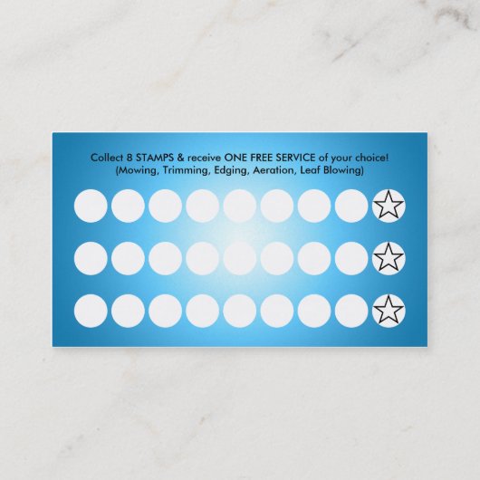 青い白熱芝生の刈るロイヤリティ ロイヤリティカード (裏面)