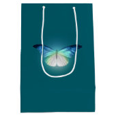 青い白熱［赤熱］光を放つ白い蝶 ミディアムペーパーバッグ (裏面)