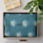 青い白熱［赤熱］光を放つ白い蝶 薄葉紙 (ギフト)