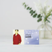 青い白熱Headshotの名刺 名刺 (スタンド正面)