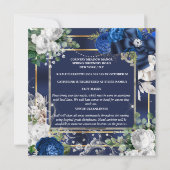 青い白王室のいグリッターの弓ダエレガントイヤ  招待状 (裏面)