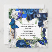 青い白王室のいグリッター蝶  招待状 (正面)