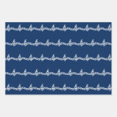 青い白航海の波3ギフト包装紙 ラッピングペーパーシート (正面3)