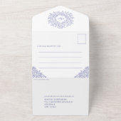 青い白葉色夕べ披露宴RSVP QR オールインワン招待状 (外側)