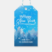 青い白雪平和な森メリークリスマス ギフトタグ (裏面)
