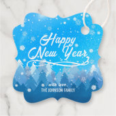 青い白雪平和な森メリークリスマス フェイバータグ (裏面)