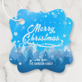 青い白雪平和な森メリークリスマス フェイバータグ (正面)