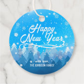 青い白雪平和な森メリークリスマス フェイバータグ (裏面)