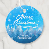 青い白雪平和な森メリークリスマス フェイバータグ (正面)