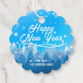 青い白雪平和な森メリークリスマス フェイバータグ (裏面)