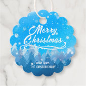 青い白雪平和な森メリークリスマス フェイバータグ (正面)