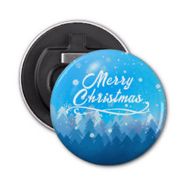 青い白雪平和な森メリークリスマス 栓抜き