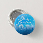青い白雪平和な森メリークリスマス 缶バッジ (正面&裏面)
