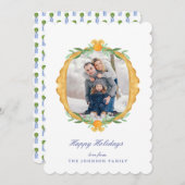 青い白魅力的いクリスマスの写真 シーズンカード (正面/裏面)