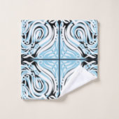 青い白黒のカーリー抽象芸術パターン バスタオルセット (ウォッシュタオル)