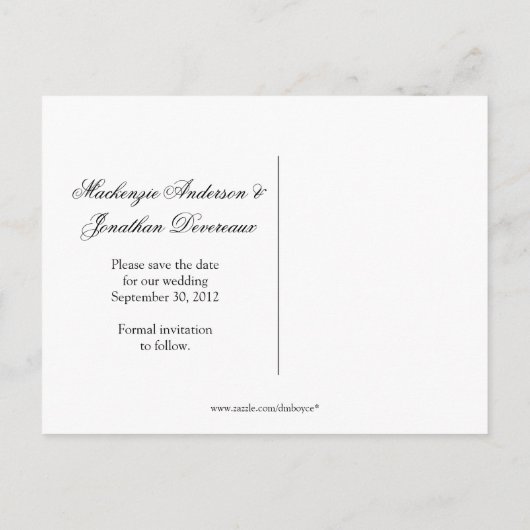 青い白黒の渦巻きが日付を保存 案内ポストカード (裏面)