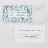 青い白黒の灰色の大洋性の水彩画の魚 名刺 (正面/裏面)