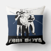 青い白黒の男の子が笑い声をあげる クッション (裏面)