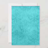 青い白黒の花のダマスク織のブライダルシャワー 招待状 (裏面)