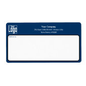 青い白黒カスタムロゴの勤務先の住所 ラベル (正面)