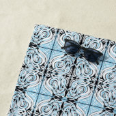 青い白黒カーリー抽象芸術繰り返しパターン ビーチタオル (インサイチュ)