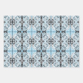 青い白黒カーリー抽象芸術繰り返しパターン ラッピングペーパーシート (正面)