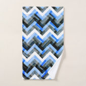 青い白黒シェブロンテクスチャ  バスタオルセット (ハンドタオル)