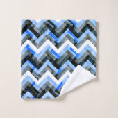 青い白黒シェブロンテクスチャ  バスタオルセット (ウォッシュタオル)