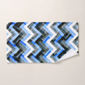 青い白黒シェブロンテクスチャ  バスタオルセット (ハンドタオル)